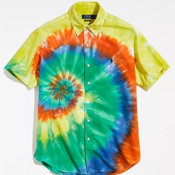 Polo Ralph Lauren Men Classic Fit Tie Dye Washed Oxford Shirt Size xl - Picture 1 of 8